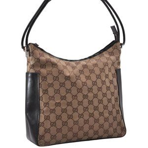 Authentic  Gucci Gg Shoulder Bag Brown Canvas